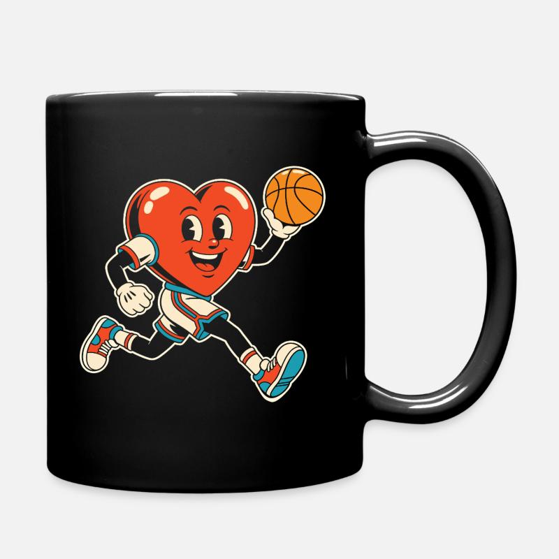 Basketball Heart Mascot Sprint - Full Colour Mug - black