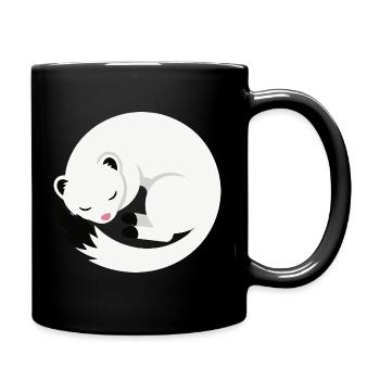 Cute sleeping ermine minimalist style - Full Colour Mug - black - Right