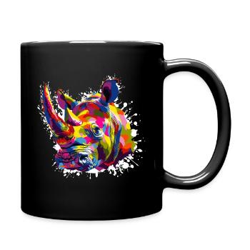 Rhino Pop Art Animal - Full Colour Mug - black - Right