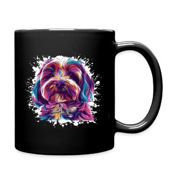 Dog Portrait: Watercolor Splash - Full Colour Mug - black - Right