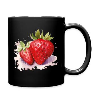 Watercolors strawberries - Full Colour Mug - black - Right