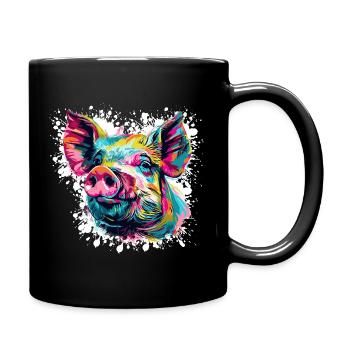 Pop Art Pig Head Color Explosion - Full Colour Mug - black - Right