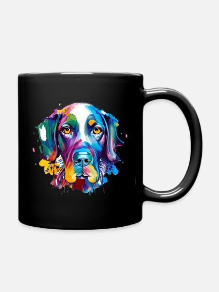 Deutscher Kurzhaar-Pointer GSP Farbenfrohe Hundekunst - Tasse einfarbig - Schwarz