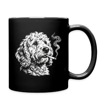 Smoking Goldendoodle: Funny Dog Meme Desig - Full Colour Mug - black - Right