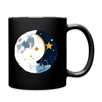 Mond und Sternenkreis Nachtmotiv Mondschein Motiv - Tasse einfarbig - Schwarz - Rechts