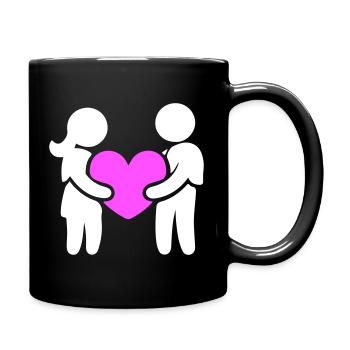 Paar Verliebt Herz - Tasse einfarbig - Schwarz - Rechts