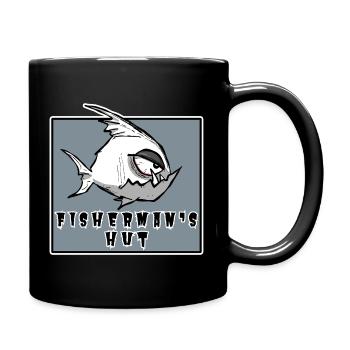 Motif drôle de pêcheur dans le style cartoon, Pêcheur - Mug uni - noir - Droite