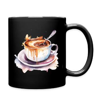 Éclaboussure de tasse aquarelle au café - Mug uni - noir - Droite
