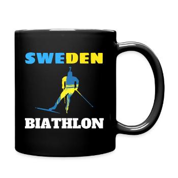 Biathlon Schweden Silhouette blau gelb - Tasse einfarbig - Schwarz - Rechts