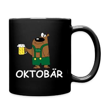 Oktobär Bierheld Illustration Party grillen Bier - Tasse einfarbig - Schwarz - Rechts