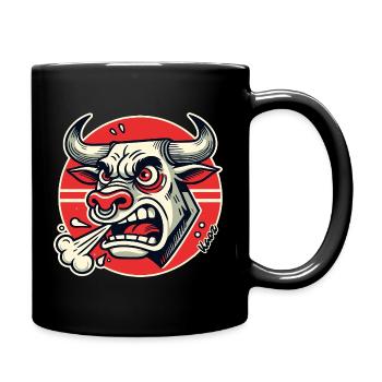 Wütender Bulle Retro-Logo - Tasse einfarbig - Schwarz - Rechts