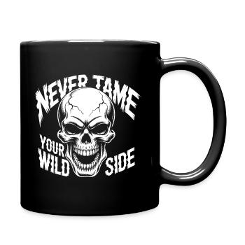Never Tame Your Wild Side Skull – Gothic Design - Full Colour Mug - black - Right