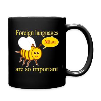 Abeille avec bulle de dialogue - Mug uni - noir - Droite