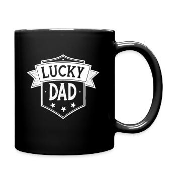 lucky Dad - vintage Badge white  - Tasse einfarbig - Schwarz - Rechts
