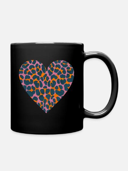 Leoparden Herz - Tasse einfarbig - Schwarz