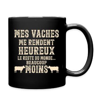 Meine Kühe machen mich glücklich Humorzüchter - Tasse einfarbig - Schwarz - Rechts
