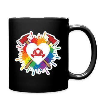 Feuerwehr Herz Regenbogen Pride Liebe Axt - Tasse einfarbig - Schwarz - Rechts