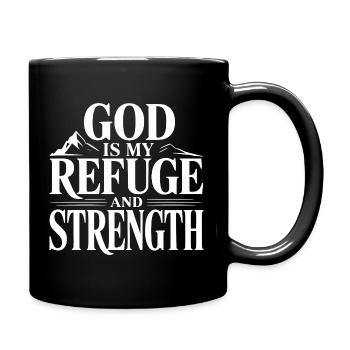 God is My Refuge and Strength - Full Colour Mug - black - Right