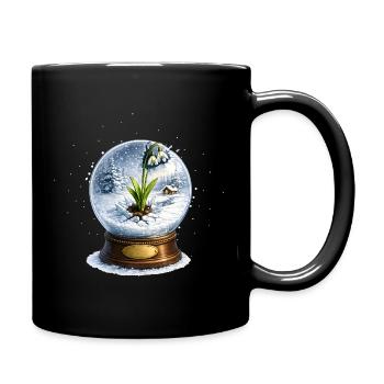 Schneeglöckchen sprengt Schneekugel - Tasse einfarbig - Schwarz - Rechts