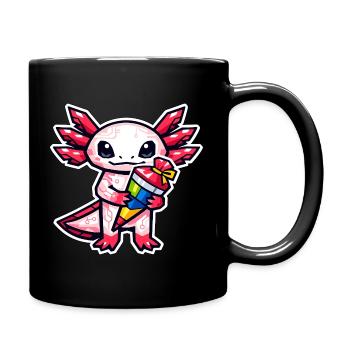 Axolotl with school cone for school enrollment - Full Colour Mug - black - Right