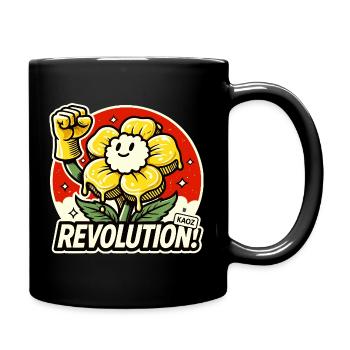 Flower with fist and revolution lettering - Full Colour Mug - black - Right