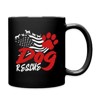 Adopt American Flag Dog Rescue Usa and - Full Colour Mug - black - Right