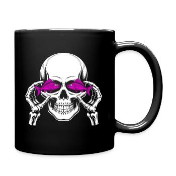 Skull and crossbones with fish - Full Colour Mug - black - Right