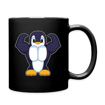 Penguin Bodybuilder Bodybuilding Sport - Full Colour Mug - black - Right