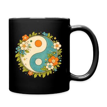 Cercle floral Yin Yang - Mug uni - noir - Droite