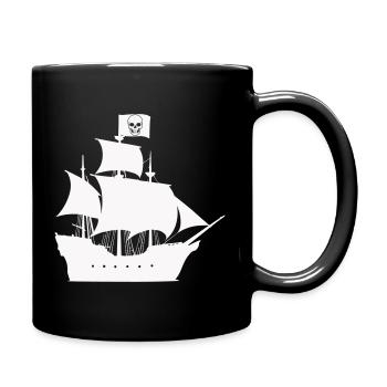Pirate Ship Silhouette - Full Colour Mug - black - Right