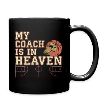 Mon entraîneur est au paradis dans le basket chrétien - Mug uni - noir - Droite