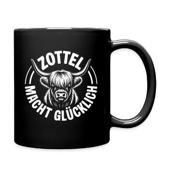 Highlands Highland Rinder Zottel macht glücklich - Tasse einfarbig - Schwarz - Rechts