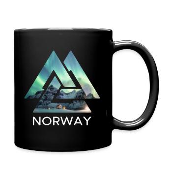 Norway Valknut Northern Lights Celtic Knots - Full Colour Mug - black - Right