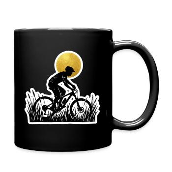 Radfahrer Bergauf Holzschnitt Stil - Tasse einfarbig - Schwarz - Rechts