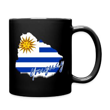 Map with the flag of Uruguay, I love Uruguay - Full Colour Mug - black - Right