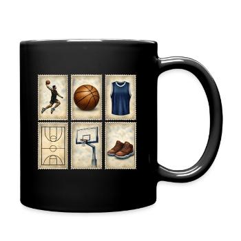 Vintage Basketball Stamps Collection - Full Colour Mug - black - Right