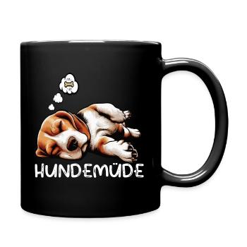 Hundemüde Beagle Beaglebesitzer Beaglehalter - Tasse einfarbig - Schwarz - Rechts