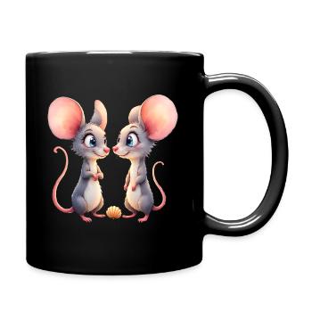 Little mice face to face - Full Colour Mug - black - Right