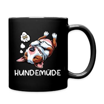 Hundemüde Miniatur Bullterrier Bully Bullterrier - Tasse einfarbig - Schwarz - Rechts