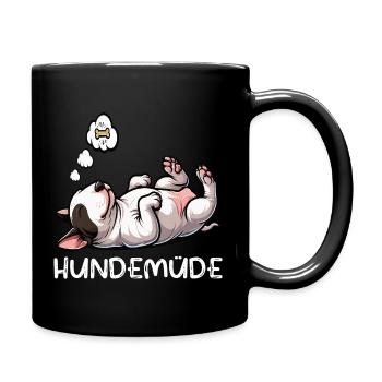 Hundemüde Miniatur Bullterrier Bully Bullterrier - Tasse einfarbig - Schwarz - Rechts