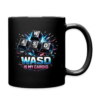 Lustiges Gaming Keyboard WASD mein Cardio Gamer - Tasse einfarbig - Schwarz - Rechts