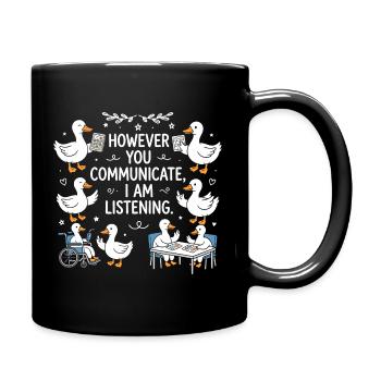 Egal, wie deine Stimme klingt, ich bleibe dran. - Tasse einfarbig - Schwarz - Rechts
