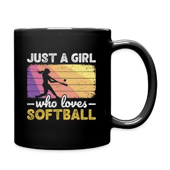 Einfach ein Mädchen, das Softballspieler-Teenager-Mädchen liebt - Tasse einfarbig - Schwarz - Rechts