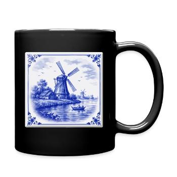Delft Windmill by the Lake - Full Colour Mug - black - Right