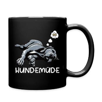 Hundemüde Deutsche Dogge Doggen Doggenbesitzer  - Tasse einfarbig - Schwarz - Rechts