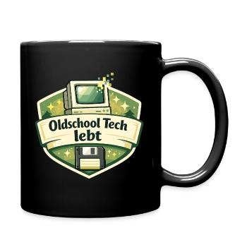 Oldschool Tech lebt - Tasse einfarbig - Schwarz - Rechts