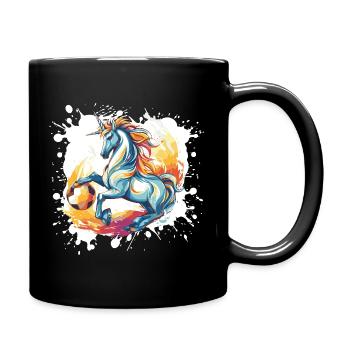 Einhorn Fussball Team - Tasse einfarbig - Schwarz - Rechts