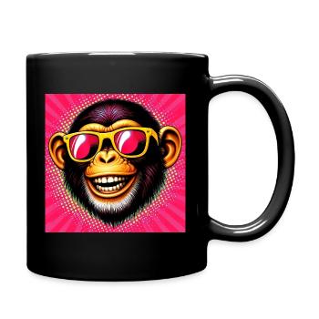 Schimpansen-Affe - Tasse einfarbig - Schwarz - Rechts