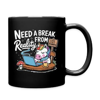 Einhorn Laptop-Pause Büro Humor Laptop - Tasse einfarbig - Schwarz - Rechts