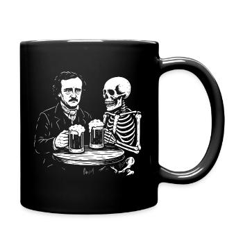 Edgar Allan Poe buvant de la bière avec la mort - Mug uni - noir - Droite